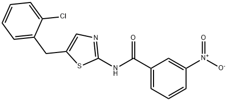 N-(5-(2-chlorobenzyl)thiazol-2-yl)-3-nitrobenzamide,303791-95-9,结构式