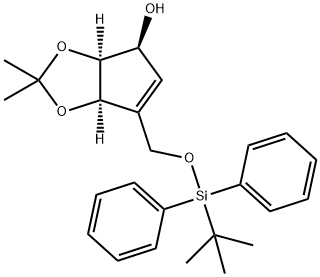(3aS,4S,6aR)-6-((tert-butyldiphenylsilyloxy)methyl)-2,2-dimethyl-4,6a-dihydro-3aH-cyclopenta[d][1,3]dioxol-4-ol Structure