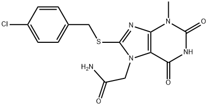 2-(8-((4-chlorobenzyl)thio)-3-methyl-2,6-dioxo-1,2,3,6-tetrahydro-7H-purin-7-yl)acetamide Structure