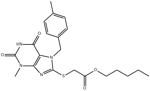 pentyl 2-((3-methyl-7-(4-methylbenzyl)-2,6-dioxo-2,3,6,7-tetrahydro-1H-purin-8-yl)thio)acetate 结构式