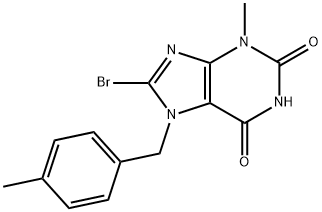 8-bromo-3-methyl-7-(4-methylbenzyl)-3,7-dihydro-1H-purine-2,6-dione 结构式