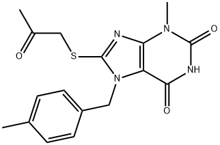 3-methyl-7-(4-methylbenzyl)-8-((2-oxopropyl)thio)-3,7-dihydro-1H-purine-2,6-dione Structure