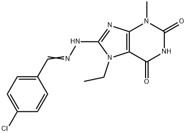 (E)-8-(2-(4-chlorobenzylidene)hydrazinyl)-7-ethyl-3-methyl-3,7-dihydro-1H-purine-2,6-dione|