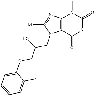 8-bromo-7-(2-hydroxy-3-(o-tolyloxy)propyl)-3-methyl-3,7-dihydro-1H-purine-2,6-dione,303970-66-3,结构式