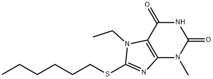 7-ethyl-8-(hexylthio)-3-methyl-3,7-dihydro-1H-purine-2,6-dione Structure