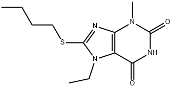 8-(butylthio)-7-ethyl-3-methyl-3,7-dihydro-1H-purine-2,6-dione Structure