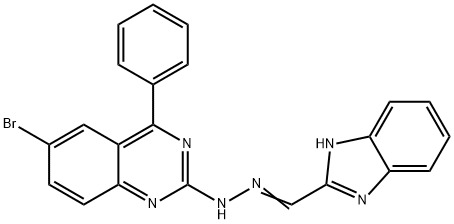 (E)-2-(2-((1H-benzo[d]imidazol-2-yl)methylene)hydrazinyl)-6-bromo-4-phenylquinazoline,304446-75-1,结构式