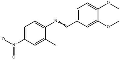 N-(3,4-dimethoxybenzylidene)-2-methyl-4-nitroaniline 化学構造式