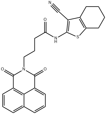 N-(3-cyano-4,5,6,7-tetrahydrobenzo[b]thiophen-2-yl)-4-(1,3-dioxo-1H-benzo[de]isoquinolin-2(3H)-yl)butanamide 结构式