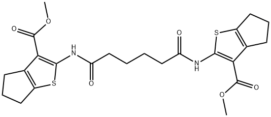dimethyl 2,2'-[(1,6-dioxo-1,6-hexanediyl)di(imino)]bis(5,6-dihydro-4H-cyclopenta[b]thiophene-3-carboxylate) 化学構造式