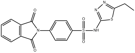 4-(1,3-dioxoisoindolin-2-yl)-N-(5-ethyl-1,3,4-thiadiazol-2-yl)benzenesulfonamide,304666-97-5,结构式