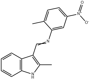 2-methyl-N-[(2-methyl-1H-indol-3-yl)methylene]-5-nitroaniline Struktur