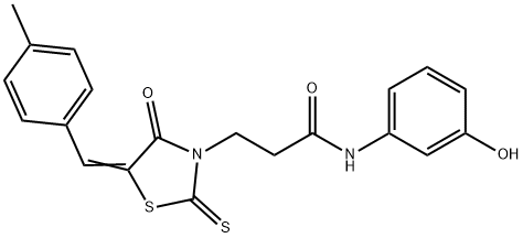 (Z)-N-(3-hydroxyphenyl)-3-(5-(4-methylbenzylidene)-4-oxo-2-thioxothiazolidin-3-yl)propanamide,304674-59-7,结构式