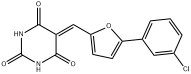 5-((5-(3-chlorophenyl)furan-2-yl)methylene)pyrimidine-2,4,6(1H,3H,5H)-trione Structure