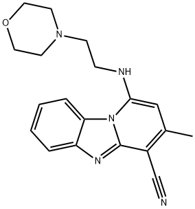 3-methyl-1-((2-morpholinoethyl)amino)benzo[4,5]imidazo[1,2-a]pyridine-4-carbonitrile 化学構造式