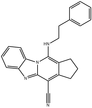 11-(phenethylamino)-2,3-dihydro-1H-benzo[4,5]imidazo[1,2-a]cyclopenta[d]pyridine-4-carbonitrile Struktur