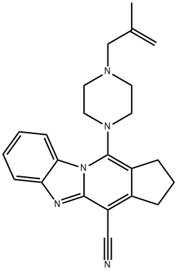 11-(4-(2-methylallyl)piperazin-1-yl)-2,3-dihydro-1H-benzo[4,5]imidazo[1,2-a]cyclopenta[d]pyridine-4-carbonitrile Structure