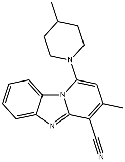 3-methyl-1-(4-methylpiperidin-1-yl)benzo[4,5]imidazo[1,2-a]pyridine-4-carbonitrile Struktur