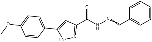 (E)-N-benzylidene-3-(4-methoxyphenyl)-1H-pyrazole-5-carbohydrazide Struktur