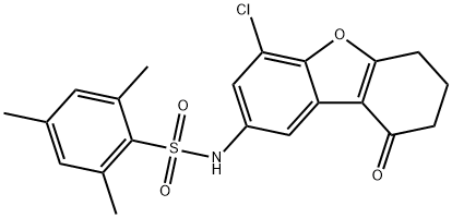 N-(4-chloro-9-oxo-7,8-dihydro-6H-dibenzofuran-2-yl)-2,4,6-trimethylbenzenesulfonamide 化学構造式