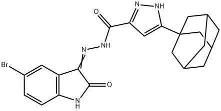 3-((1s,3s)-adamantan-1-yl)-N-((E)-5-bromo-2-oxoindolin-3-ylidene)-1H-pyrazole-5-carbohydrazide Struktur