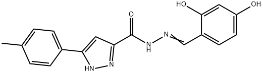 (E)-N-(2,4-dihydroxybenzylidene)-3-(p-tolyl)-1H-pyrazole-5-carbohydrazide 结构式