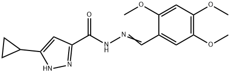 (E)-3-cyclopropyl-N-(2,4,5-trimethoxybenzylidene)-1H-pyrazole-5-carbohydrazide Struktur