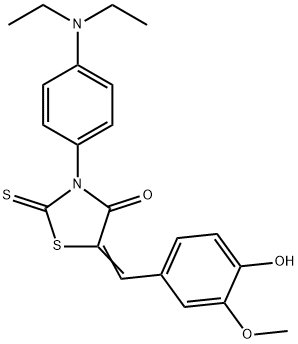 (Z)-3-(4-(diethylamino)phenyl)-5-(4-hydroxy-3-methoxybenzylidene)-2-thioxothiazolidin-4-one Struktur