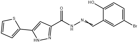 (E)-N-(5-bromo-2-hydroxybenzylidene)-3-(thiophen-2-yl)-1H-pyrazole-5-carbohydrazide Structure