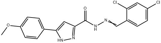 (E)-N-(2,4-dichlorobenzylidene)-3-(4-methoxyphenyl)-1H-pyrazole-5-carbohydrazide Struktur