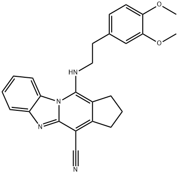 11-((3,4-dimethoxyphenethyl)amino)-2,3-dihydro-1H-benzo[4,5]imidazo[1,2-a]cyclopenta[d]pyridine-4-carbonitrile 结构式