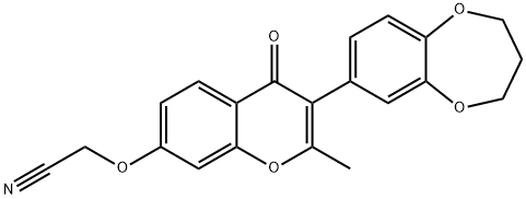 2-((3-(3,4-dihydro-2H-benzo[b][1,4]dioxepin-7-yl)-2-methyl-4-oxo-4H-chromen-7-yl)oxy)acetonitrile,307509-04-2,结构式