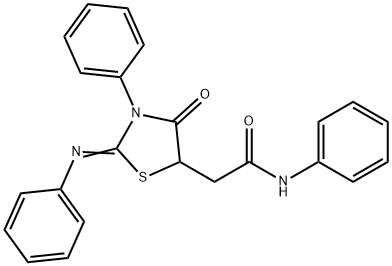 (Z)-2-(4-oxo-3-phenyl-2-(phenylimino)thiazolidin-5-yl)-N-phenylacetamide Struktur