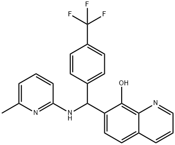 7-(((6-methylpyridin-2-yl)amino)(4-(trifluoromethyl)phenyl)methyl)quinolin-8-ol Structure