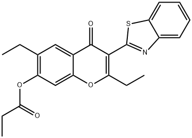 3-(benzo[d]thiazol-2-yl)-2,6-diethyl-4-oxo-4H-chromen-7-yl propionate,308297-73-6,结构式