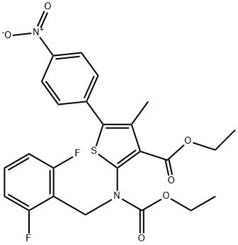 ethyl 2-((2,6-difluorobenzyl)(ethoxycarbonyl)amino)-4-methyl-5-(4-nitrophenyl)thiophene-3-carboxylate Structure