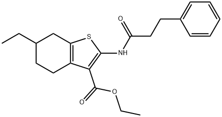 ethyl 6-ethyl-2-[(3-phenylpropanoyl)amino]-4,5,6,7-tetrahydro-1-benzothiophene-3-carboxylate Structure