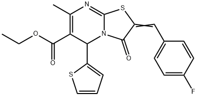 ethyl (E)-2-(4-fluorobenzylidene)-7-methyl-3-oxo-5-(thiophen-2-yl)-2,3-dihydro-5H-thiazolo[3,2-a]pyrimidine-6-carboxylate|