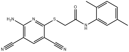 2-[(6-amino-3,5-dicyanopyridin-2-yl)sulfanyl]-N-(2,5-dimethylphenyl)acetamide,312509-66-3,结构式