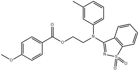 2-[(1,1-dioxido-1,2-benzothiazol-3-yl)(3-methylphenyl)amino]ethyl 4-methoxybenzoate 结构式