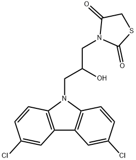 3-[2-ヒドロキシ-3-(3,6-ジクロロ-9H-カルバゾール-9-イル)プロピル]-2,4-チアゾリジンジオン 化学構造式