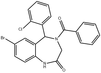 4-benzoyl-7-bromo-5-(2-chlorophenyl)-1,3,4,5-tetrahydro-2H-benzo[e][1,4]diazepin-2-one Struktur