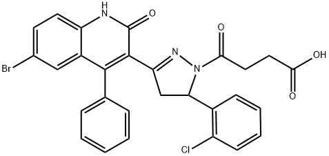 4-(3-(6-bromo-2-oxo-4-phenyl-1,2-dihydroquinolin-3-yl)-5-(2-chlorophenyl)-4,5-dihydro-1H-pyrazol-1-yl)-4-oxobutanoic acid Struktur