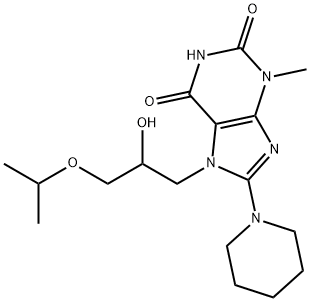 7-(2-hydroxy-3-isopropoxypropyl)-3-methyl-8-(piperidin-1-yl)-3,7-dihydro-1H-purine-2,6-dione 结构式