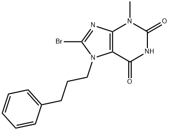 8-bromo-3-methyl-7-(3-phenylpropyl)-3,7-dihydro-1H-purine-2,6-dione 结构式