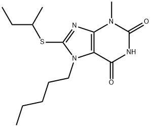 8-(sec-butylthio)-3-methyl-7-pentyl-3,7-dihydro-1H-purine-2,6-dione 化学構造式