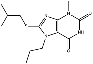 8-(isobutylthio)-3-methyl-7-propyl-3,7-dihydro-1H-purine-2,6-dione Struktur