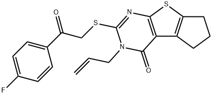 3-allyl-2-((2-(4-fluorophenyl)-2-oxoethyl)thio)-3,5,6,7-tetrahydro-4H-cyclopenta[4,5]thieno[2,3-d]pyrimidin-4-one 结构式