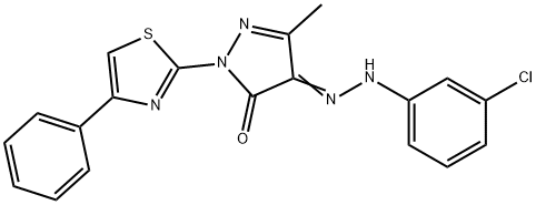 4-[(3-chlorophenyl)hydrazono]-5-methyl-2-(4-phenyl-1,3-thiazol-2-yl)-2,4-dihydro-3H-pyrazol-3-one Structure