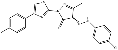 4-[(4-chlorophenyl)hydrazono]-5-methyl-2-[4-(4-methylphenyl)-1,3-thiazol-2-yl]-2,4-dihydro-3H-pyrazol-3-one 化学構造式